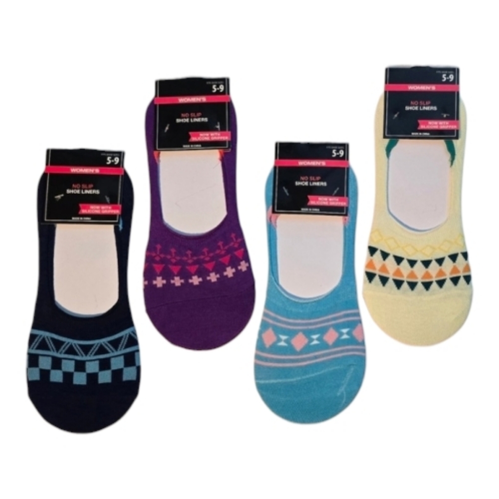 4 Pair Women's No Slip Shoe Liners